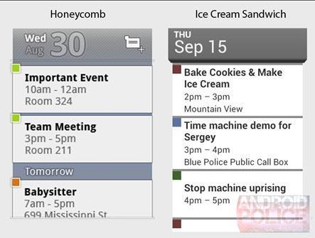 Android Ice Cream Sandwich calendar widget