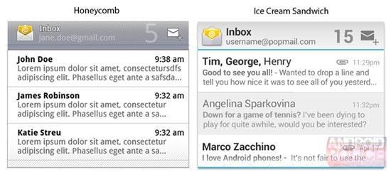 Android Ice Cream Sandwich email widget