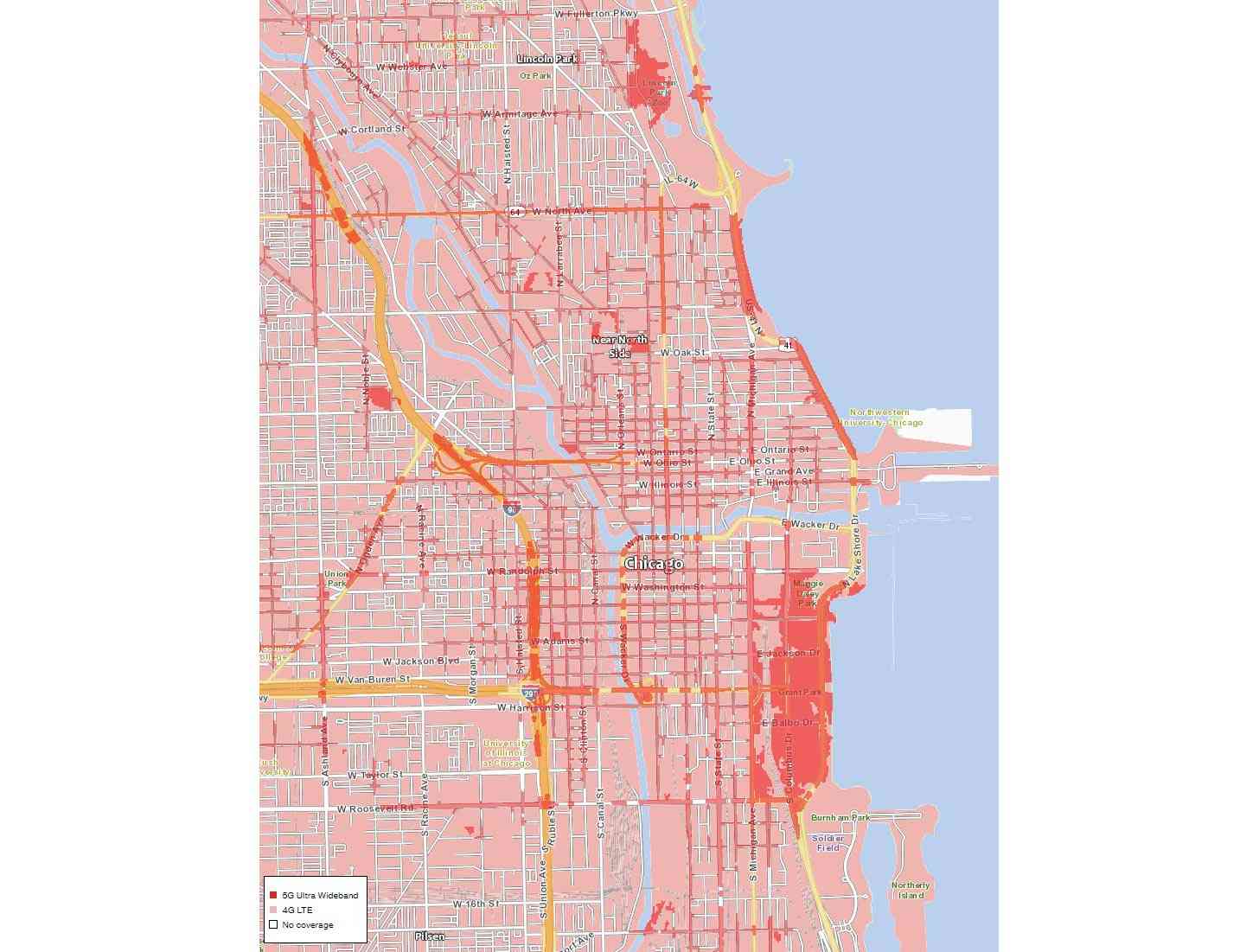 Verizon 5G coverage map Chicago