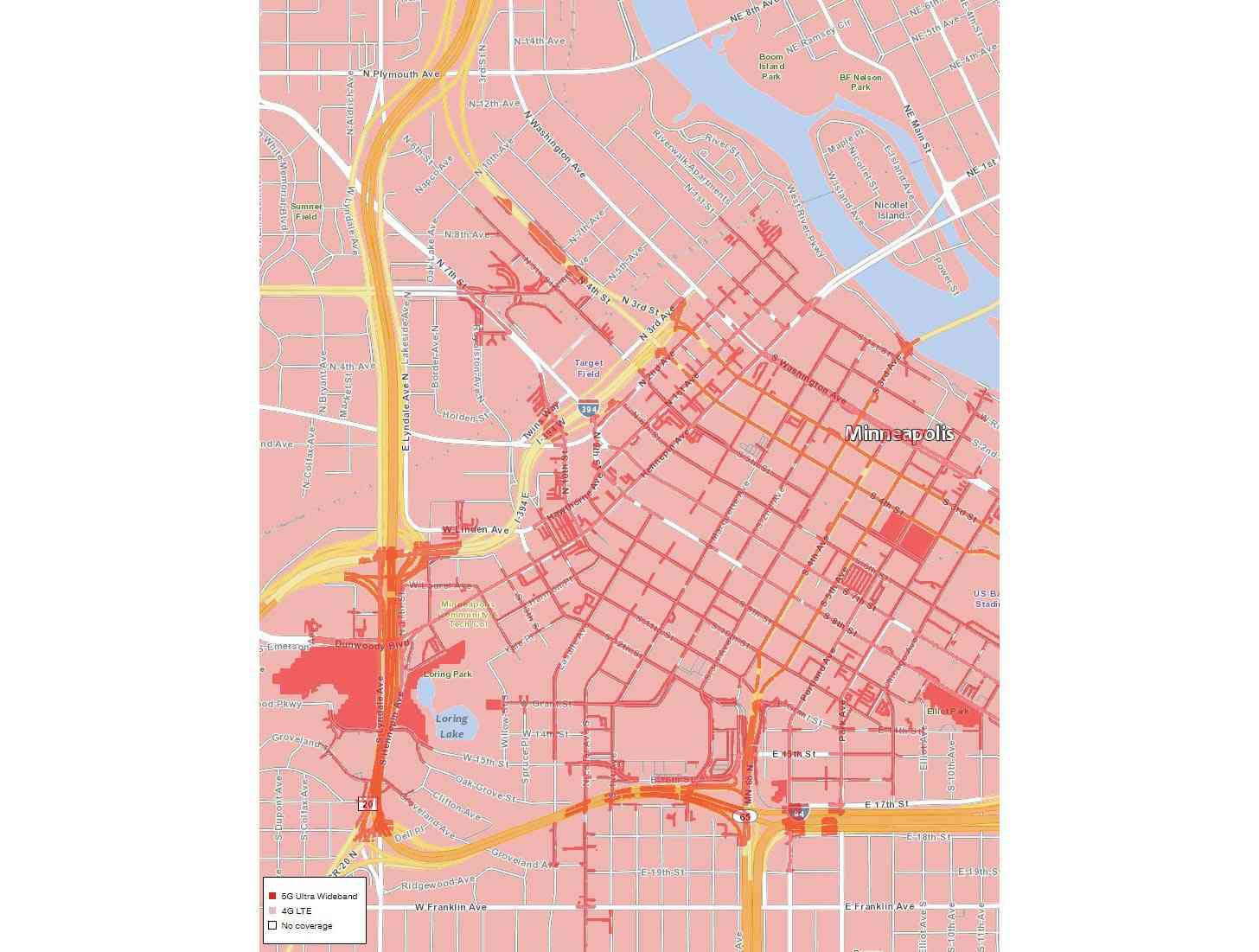 Verizon 5G coverage map Minneapolis